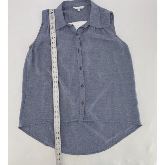 CAbi Drape Keyhole Back Chambray Shirt Sleeveless Top Hi Low Blouse M See Photo - Picture 12 of 13